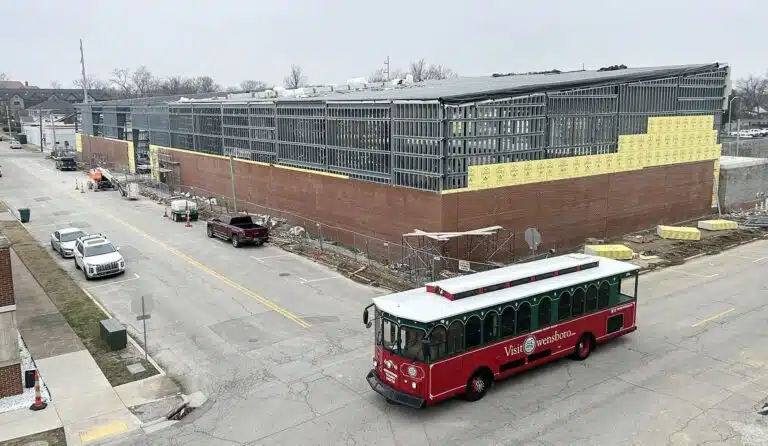 View of the sports complex under construction in downtown Owensboro