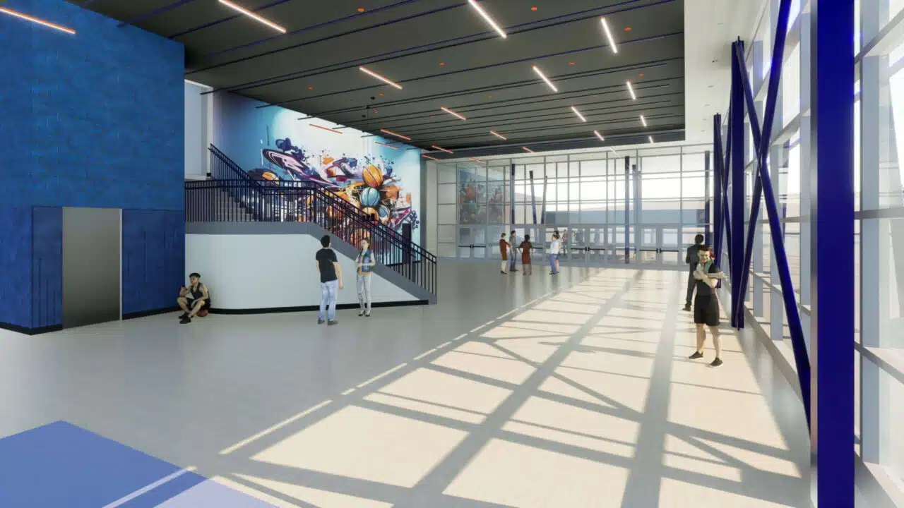 Interior rendering of Bluegrass Fieldhouse, lobby